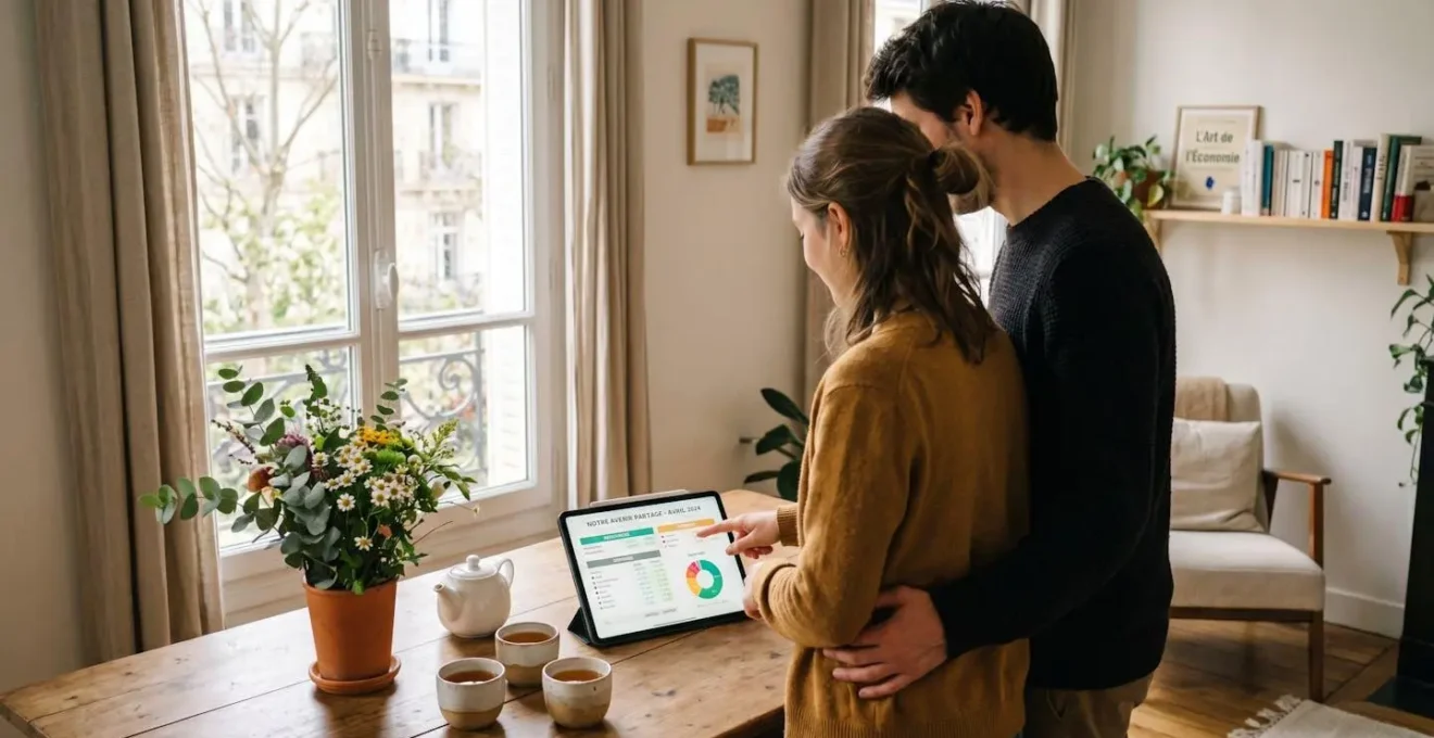 Couple consultant son budget commun sur une tablette.